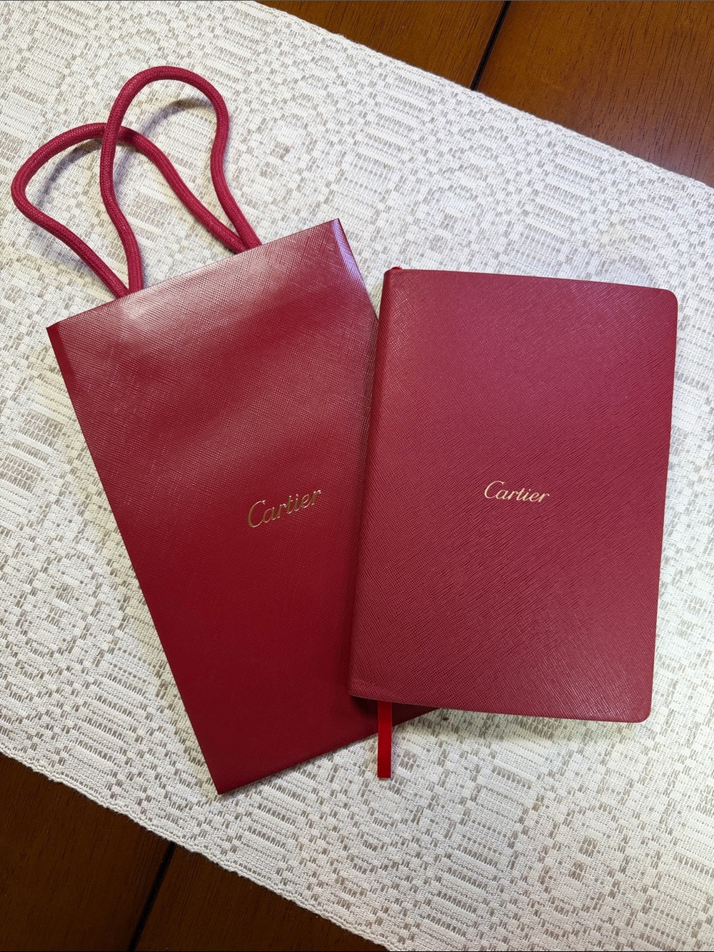 Cartier Notebook/Journal with Matching Red Gift Bag Set